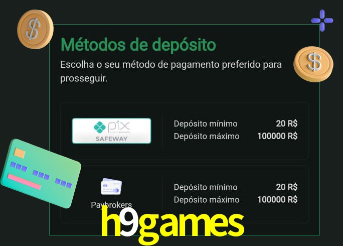 O cassino h9games oferece uma grande variedade de métodos de pagamento